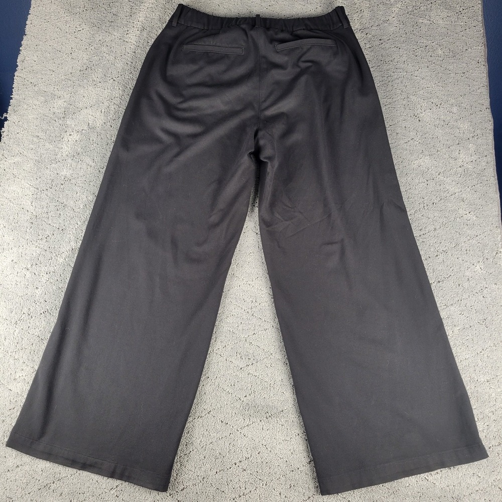 American Eagle Pants Womens 12 Black Wide Leg Trouser Relaxed Lagenlook Stretch - Picture 2 of 6